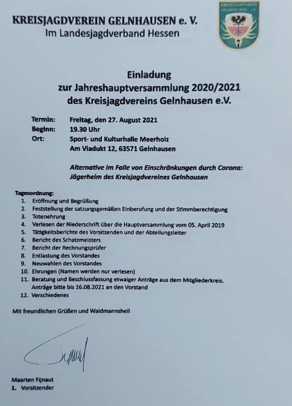 You are currently viewing Jahreshauptversammlung 2021